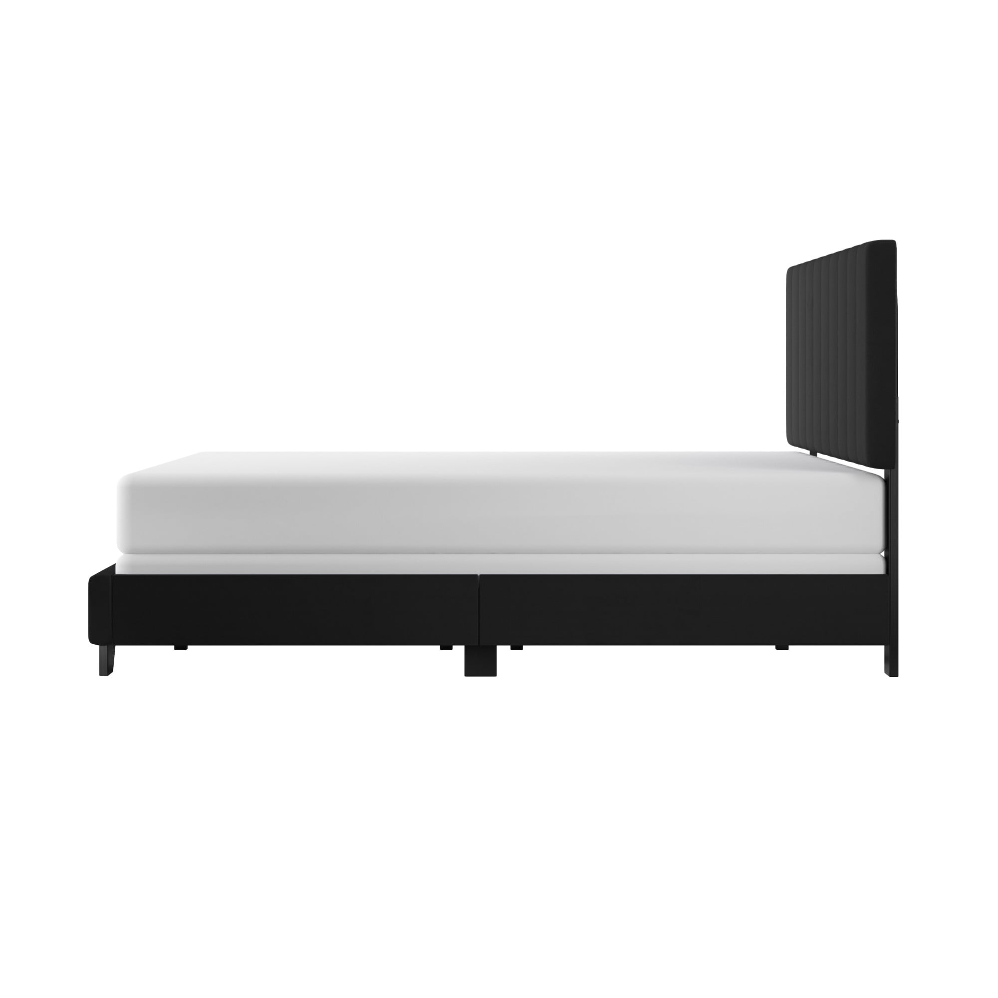 Reece Channel Stitched Upholstered King Bed, Black, by Hillsdale Living Essentials