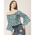 thumbnail image 4 of Moomaya Printed Off-Shoulder Top, WomenS Long Bell Sleeve Crop Top Blouse, 4 of 8