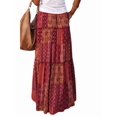 thumbnail image 2 of Women's Boho Printed High Waist Tiered Maxi Skirt Red S, 2 of 8