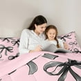 thumbnail image 5 of Manfei Cartoon Bow 2pcs Bedding Comforter Set,Black Pink Twin Comforter Sets,Dreamy Princess Breathable Bedding Set,Breathable Kawaii Bedroom Decorative,Reversible, 5 of 8