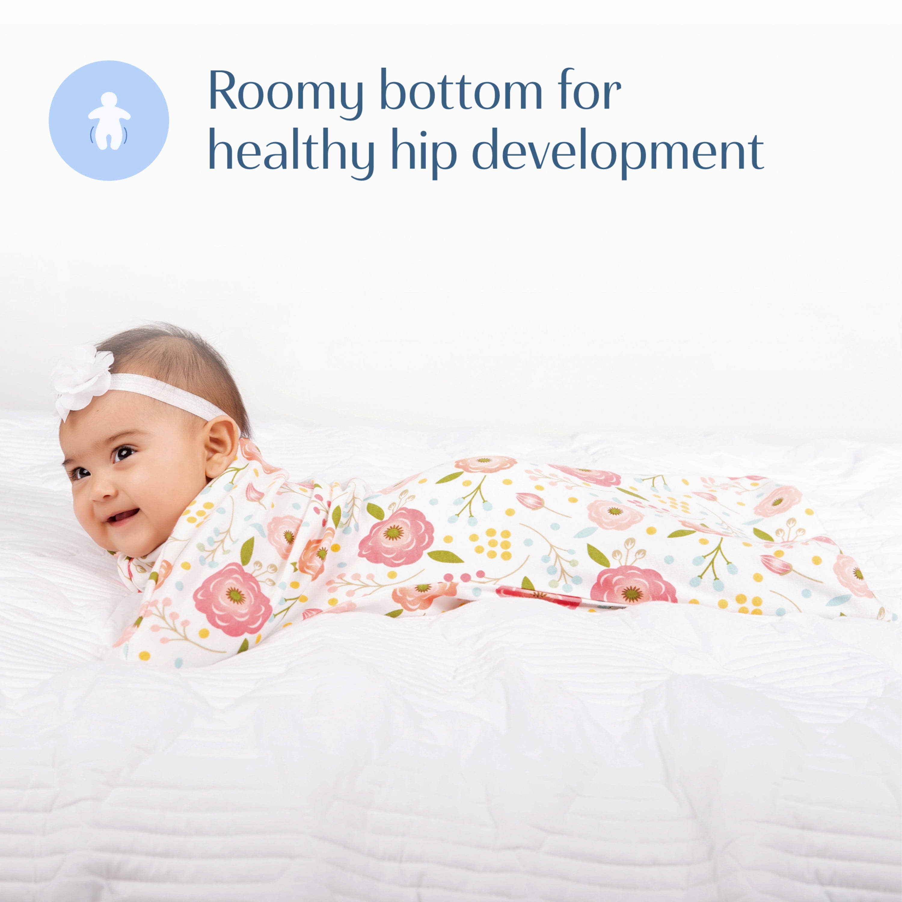 SleepingBaby Zipadee-Zip Transition Swaddle for Self-Soothing & Better Sleep, Pink Poppy, X Small (3-6 Months)