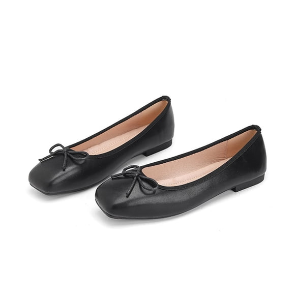 YOUYEDIAN Womens Mary Jane Shoes Slip on Dressy Ballerina Flats New Trendy Non-Slip Flats for Casual Work Office (Black)