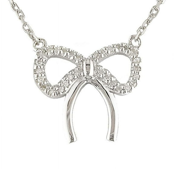 Silver Diamond Bow Nekclace (16 2")