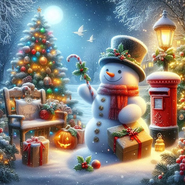 5D DIY Navidad Muñeco Nieve Arte Artesanal 40x40cm
