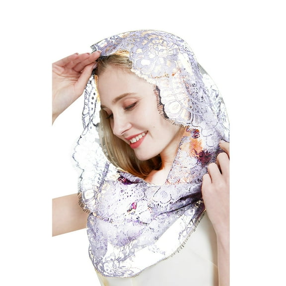 Fgnfyis Spanish Style Traditional Lace Headband for Women Elegant Headdress Chapel White One Size