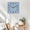 thumbnail image 3 of Sky Blue Wooden Wall Clock Silent Non Ticking, Farmhouse Burlap Solid Blue Color Modern Linen Texture Square Wall Clocks Battery Operated, Decor Clock for Home Office, Living Room, Kitchen, 10 Inch, 3 of 9