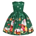 thumbnail image 4 of Girls' Clothing Clearance Christmas Girl Dress Sleeveless with Santa Claus Print Bowknot Kids Wedding Guess Dress Pageant Gown Save Big, 4 of 9