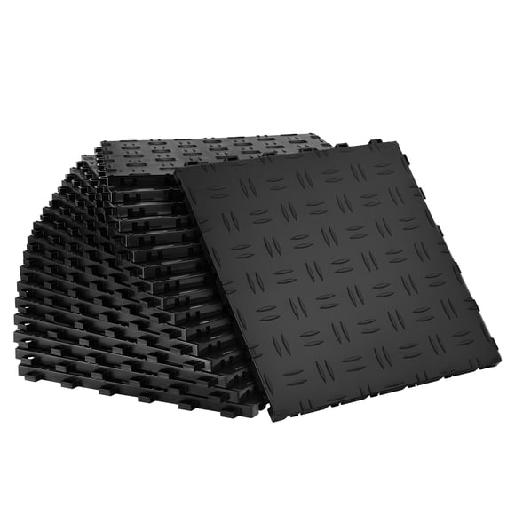 KFFKFF Interlocking Garage Tiles, 12 x 12 x 0.53 inch Pack of 25, Garage Floor Protection Tiles, Non-Slip Texture Garage Floor Tiles, Ideal for Garages, Basements, Black