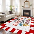 thumbnail image 3 of Colorful Letters Area Rug 5x8 Washable Rug Non Slip Boho Summer Swimming Circles Red Plaid Large Area Rug Soft Stainresistant Indoor Floor Carpet for Living Room Bedroom Home Office Dining Room, 3 of 8