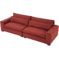 thumbnail image 5 of Tabaray 105" Sectional Couch Sofa, Modern 3 Seat Couch with  Cushion and Inclined Backrest, Comfy Loveseat Sofa Beige Couch for Living Room, Bedroom, Office, Home Sofa Set Red, 5 of 7