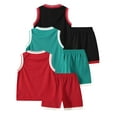 thumbnail image 3 of Fdqin Boys Shorts Set Letters Printed Basketball Jersey Lightweight Sleeveless Tank Top and Track Shorts Summer Outfits Red Green Black 11-12 Years, 3 of 7