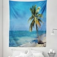 thumbnail image 1 of Cacun Tapestry, Image of a Single Palm Tree on the Beach Seaside Layout Holiday Destination, Fabric Wall Hanging Decor for Bedroom Living Room Dorm, 5 Sizes, Sea Blue Multicolor, by Ambesonne, 1 of 1