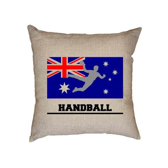 Australia Olympic - Handball - Flag - Silhouette Decorative Linen Throw Cushion Pillow Case with Insert