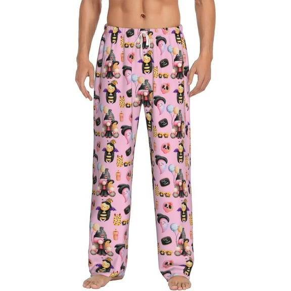 Uemuo 2336109497 Pattern Men's Wide Leg Palazzo Lounge Pants with Pockets Light Weight Loose Comfy Casual Pajama Pants-Medium