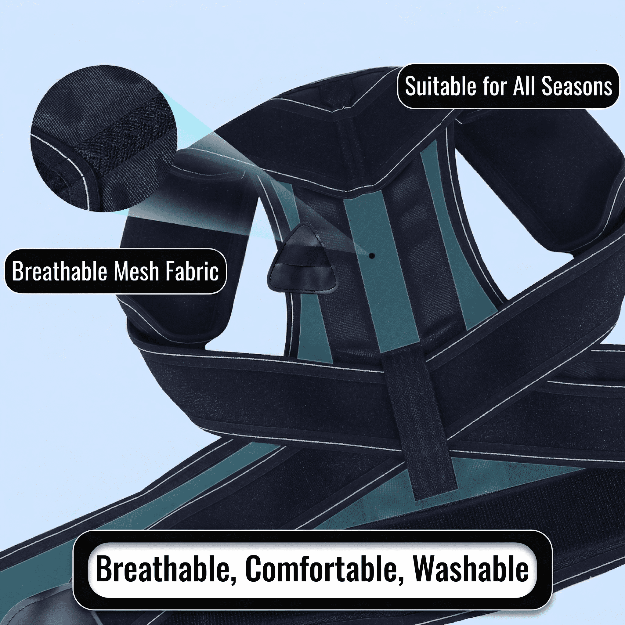 Smart Posture Corrector for Kids and Teens, Adjustable Back Support Belt with Fiberglass Keel & Spring Support, Ergonomic Spine Brace for Hunchback, Scoliosis, & Myopia Prevention – Size M, Black