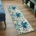 thumbnail image 4 of 2x6 Kitchen Runner Rug, Teal Octopus Coastal Non-Skid Rubber Backing Large Rectangle Rugs - Living Room Bedroom Home Office, Summer Beach Nautical Starfish Retro Indoor Floor Mat Carpets Washable Rug, 4 of 9