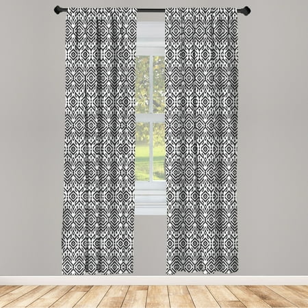 Black And White Curtains 2 Panels Set Monochrome Ikat Pattern Bohemian Chevron Modern Scribble Window Ds For Living Room Bedroom 56 W X 95 L By Ambesonne Com Black And White Curtains 2 Panels Set, Ikat Shower Curtain World Market