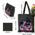 thumbnail image 3 of COMIO 2 Pcs Canvas Tote Bags Cute Aesthetic Tote Bags with Zipper Cherry Blossom Fox - Cute Pink Fox Black, 3 of 8