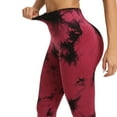 thumbnail image 7 of KHONTS Women's Workout Tie Dye Leggings High Waisted Yoga Pants Seamless Scrunch Lifting Compression Tights Red L, 7 of 7