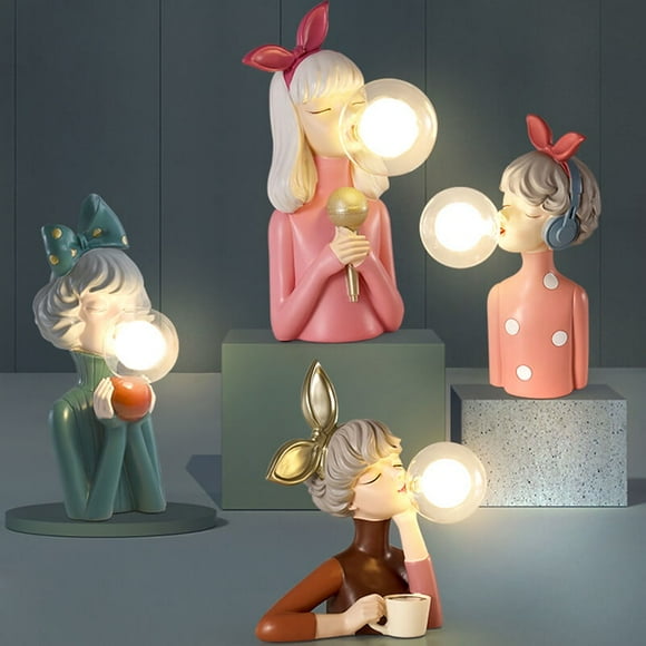 ONTDT Resin Table Lamp Bedroom Bedside Night Light Bubble Girl Decorative Atmosphere Light Ornament Creative Birthday Gift Elegant Girl