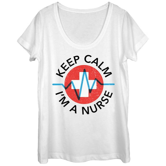 Women's CHIN UP Keep Calm I'm a Nurse  Scoop Neck White X Large