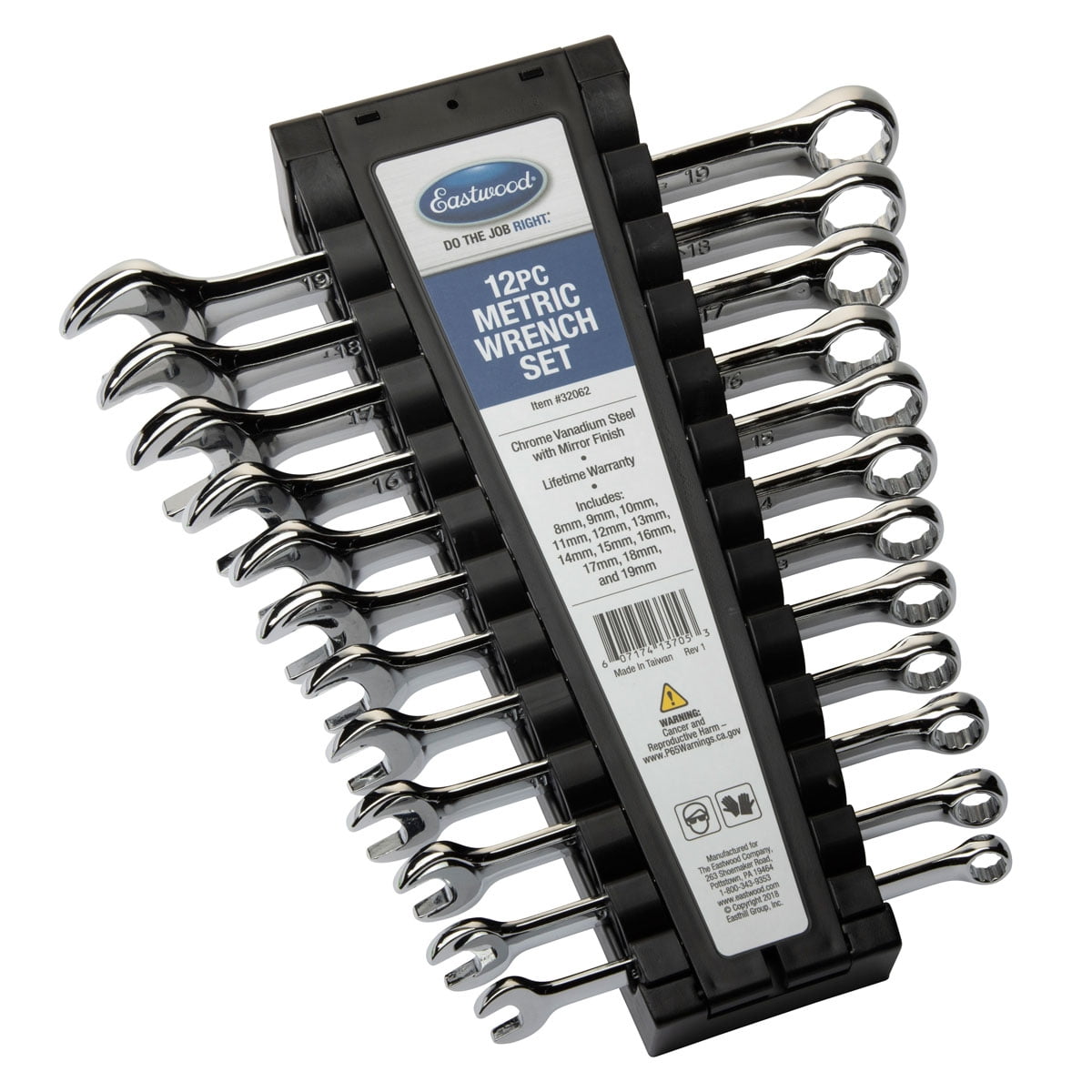 Eastwood 12 Piece Metric 12 Point Combination Box Open End Wrench Set
