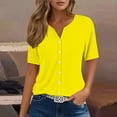 thumbnail image 6 of WTXUE Womens Short Sleeve Blouses Tunic Tops V Neck Button Down Shirts Plus Size Tops for Women Trendy Summer Basic Tees Oversized Tshirts Womens Loose Summer Tops Women Tops Dressy Casual Yellow S, 6 of 6