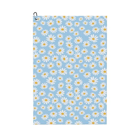 Naloa Floral Daisy Golf Towel Golf Gift for Men and Women Golf Towel with Carabiner Clip to Quickly Remove Mud, Dirt and Sweat