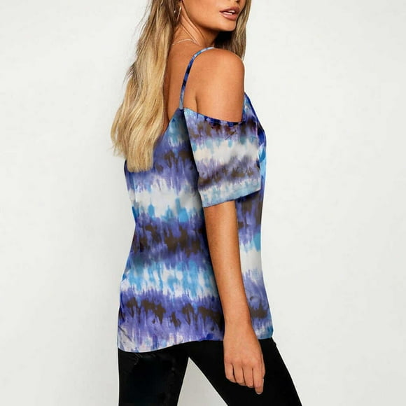 Western Tops for Women Fashion Casual Gradient Summer Short Sleeves Sexy T-shirt Tops Womens Tops Dressy Casual on Clearance