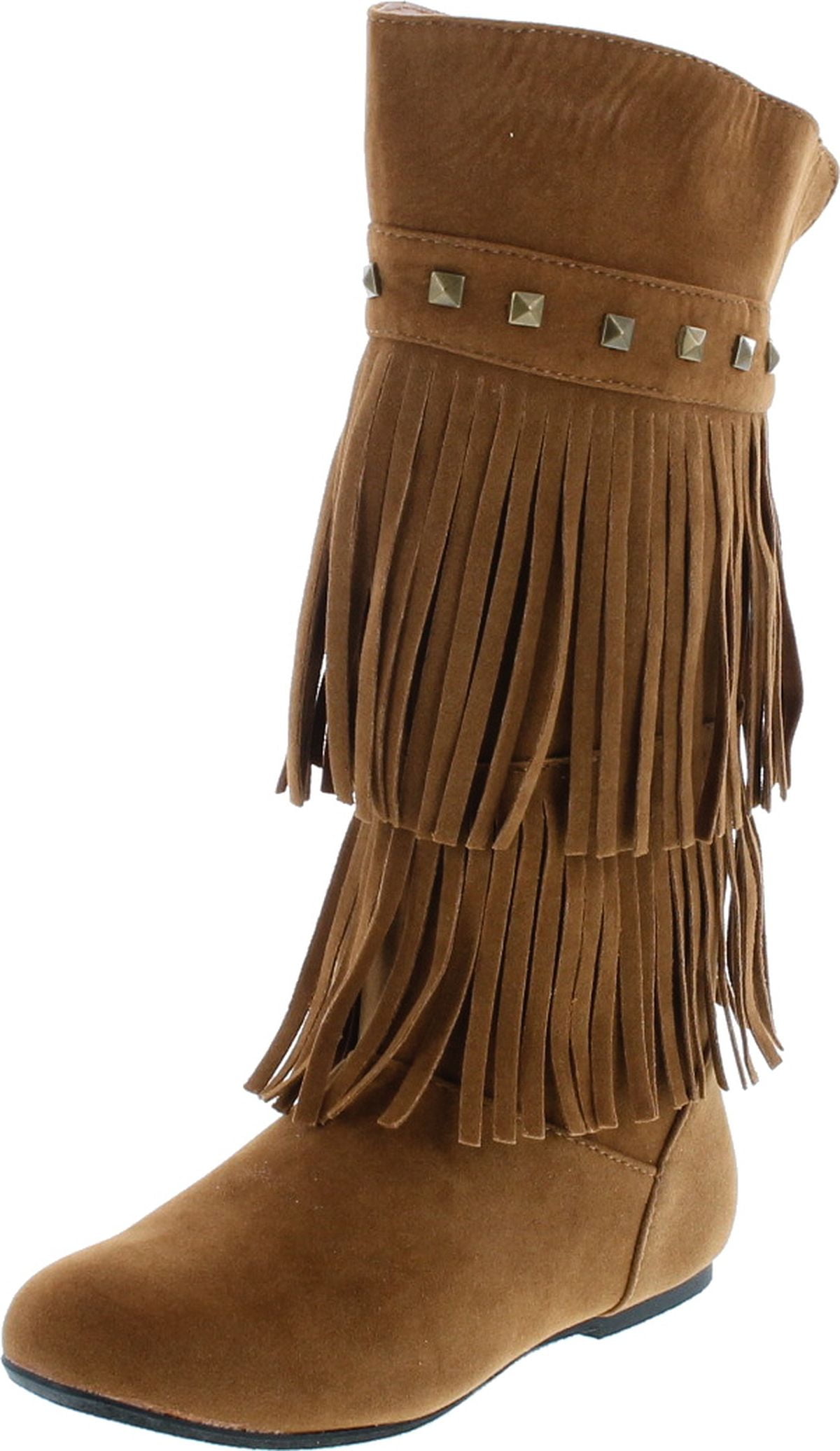 Yoki Yoki Trina 03K Little Girls Moccasin 2 layer Fringe Boots