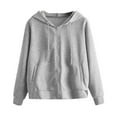 thumbnail image 2 of Clothing Women Hoodies Women Casual Solid Long Sleeve Zipper Pocket Shirt Hooded Sweatshirt Tops, 2 of 4
