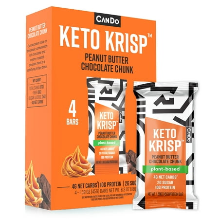 CanDo Krisp Protein-Rich Snack Bars, Peanut Butter Chocolate Chunk, 4-Pack