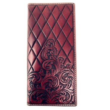 Genuine Full Grain Leather Basketweave Tooled Engraved