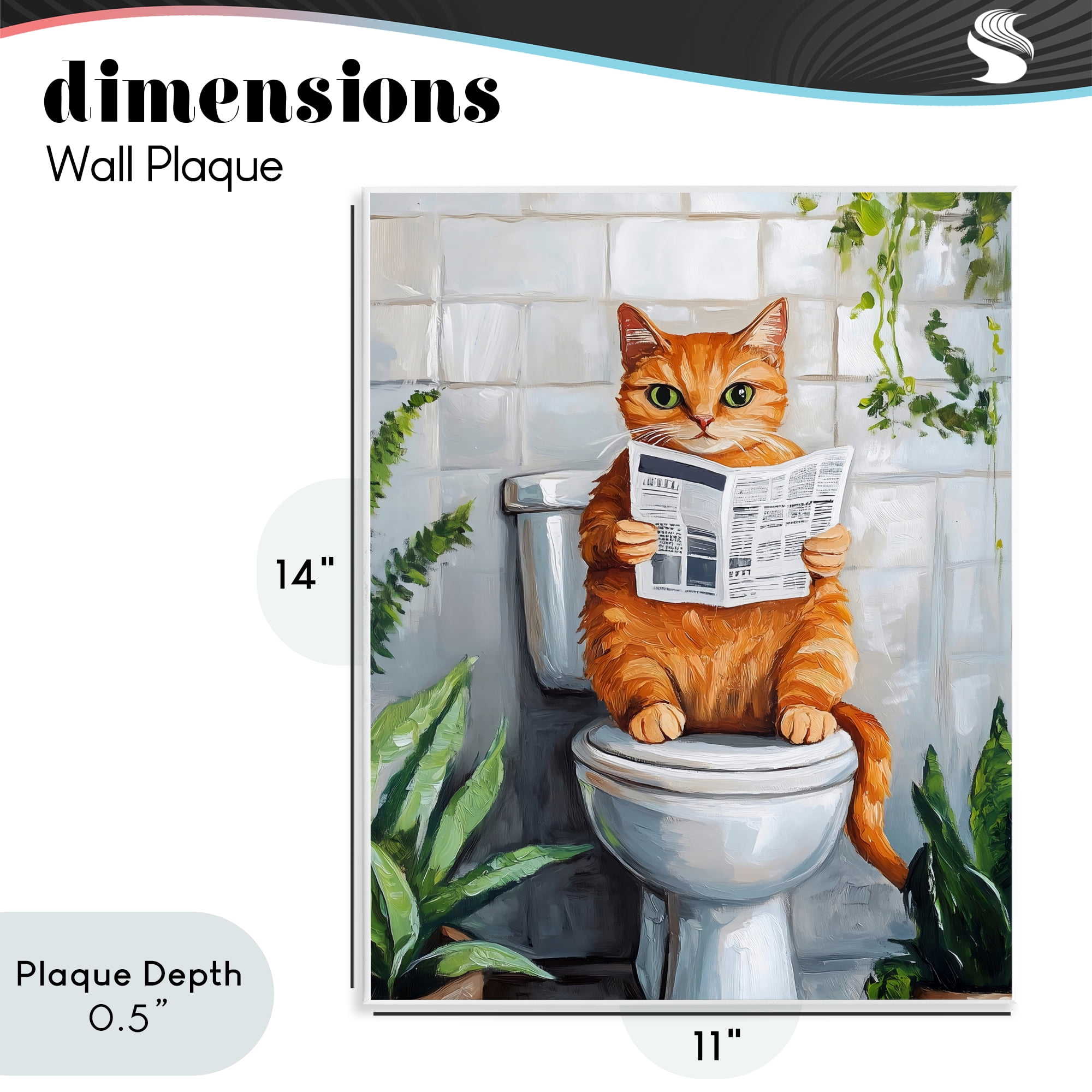 Stupell Industries Orange Cat Reading Paper Wall Plaque Art, design by The Prints Vibe