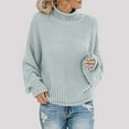 thumbnail image 2 of UJNDER Women's Autumn Winter Knitwear Thick Cable Turtleneck Sweater Warm Cozy Pullover Turtleneck Sweater Women Light Blue XXXXXL, 2 of 4