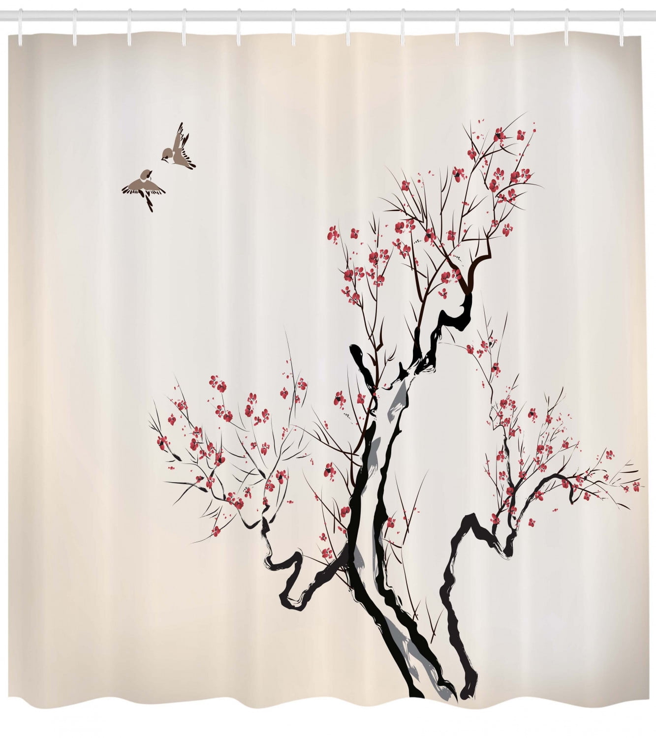 Floral Shower Curtain Classic Asian Paint Style Artwork Flower