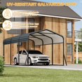 thumbnail image 6 of 10 x 15 FT Metal Carport with Galvanized Steel Roof, Heavy Duty Metal Roof Carport with Enhanced Base, Tall Kits Garage for Tractors, Trucks, Boats, Cars, 6 of 9