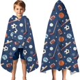thumbnail image 3 of Baseball Football Pattern Hooded Bath Towel，60"x35" for Ages 3 To 12 Kids, Quick Dry Lightweight Soft Microfiber Hood Beach Towel Cover Up for Kids, 3 of 7