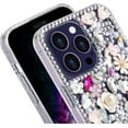 thumbnail image 3 of Compatible with iPhone 13 Pro Max Bling Case Luxury Glitter Rhinestone Diamond Crystal Sparkle Shiny Rose Flower Pearl Floral Soft Bumper Protective Case Cover for Women Girls, 3 of 6