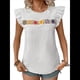 thumbnail image 3 of Blusa de Verano con Bordado Floral para Mujer, Cuello Redondo, Corta M, 3 of 9