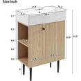 thumbnail image 3 of 21.6 in Small Bathroom Vanity with Sink,Doors and Storage Shelves,Wood Modern Single Fluted Bathroom Sink Cabinet Freestanding (Natural Wood,Left Shelf), 3 of 9