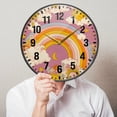 thumbnail image 6 of Yayeee Wall Clock Battery Operated 9.5" Silent Quartz Non-Ticking for Living Room Decor, Purple Retro Rainbow, 6 of 8
