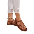 thumbnail image 2 of Sandals Wide Feet, Women's Flat Sandals, Wide Width Sandals for Women, Women's Mexicanos Huaraches Sandals Summer Beach Vacation Closed Toe Ankle Strap Flats Walking Wedding Shoes, Brown 7, 2 of 8