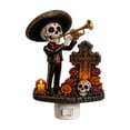 thumbnail image 2 of Day of the Dead Skull Plug In Night Light, Acrylic Sugar Skull Wall Lamp with Warm Glow, Halloween Decor for Bedroom Hallway Entryway Home, 2 of 6