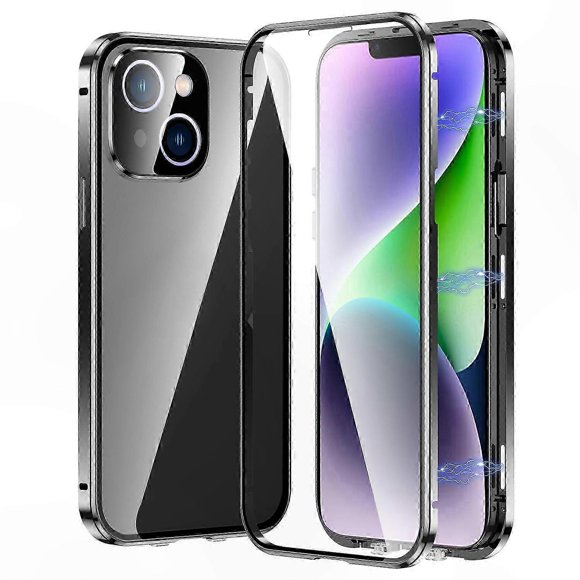 Magnetic Double Buckle Tempered Glass Phone Case with HD Clarity