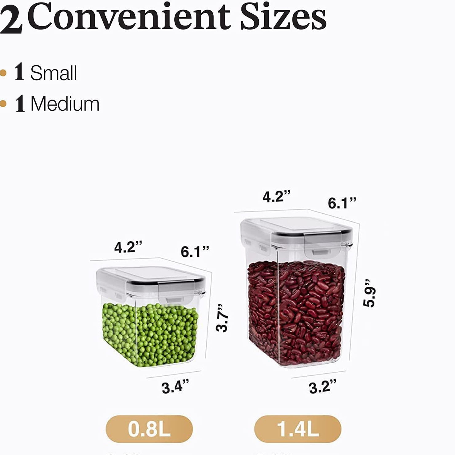 Airtight Food Storage Containers with Lids, Plastic Kitchen and Pantry Storage Jars for Cereals, Dry Food, Flour and Sugar, BPA Free