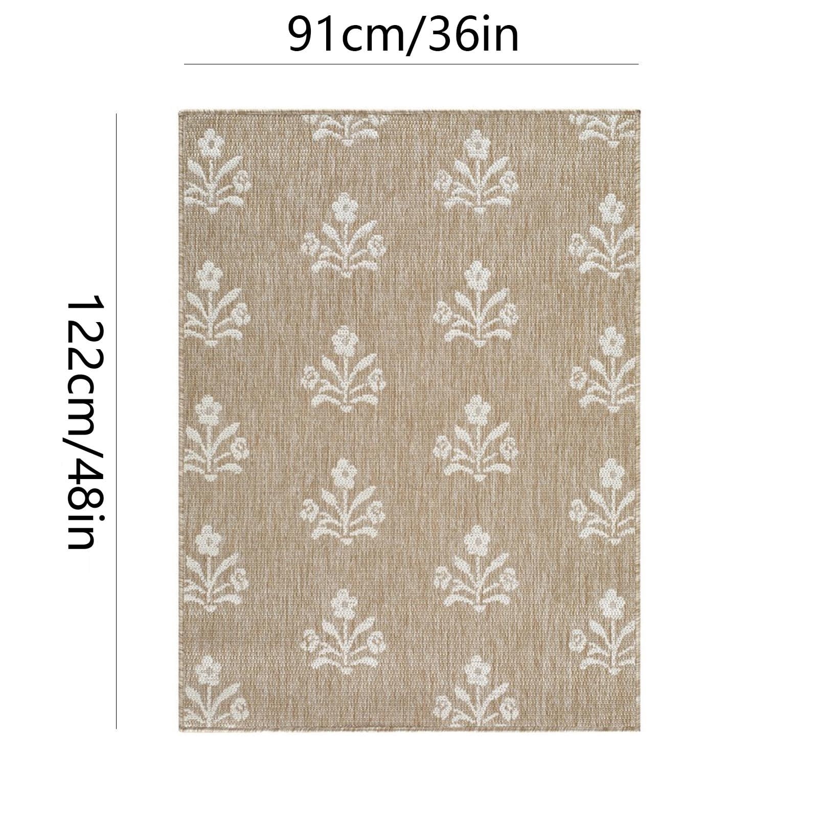 House Outdoor Rug Boho Floral Area Rug Indoor Outdoor Patio Porch Entryway Weather Resistant Synthetic Fiber Carpet Fade Stain Resistant Durable Easy Clean NonSlip Soft Underfoot HomeGarden Decor