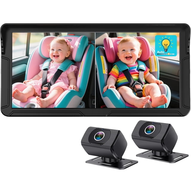 Cámara para bebé para auto Rohent Dual de 6.9" HD 1080P con visión nocturna