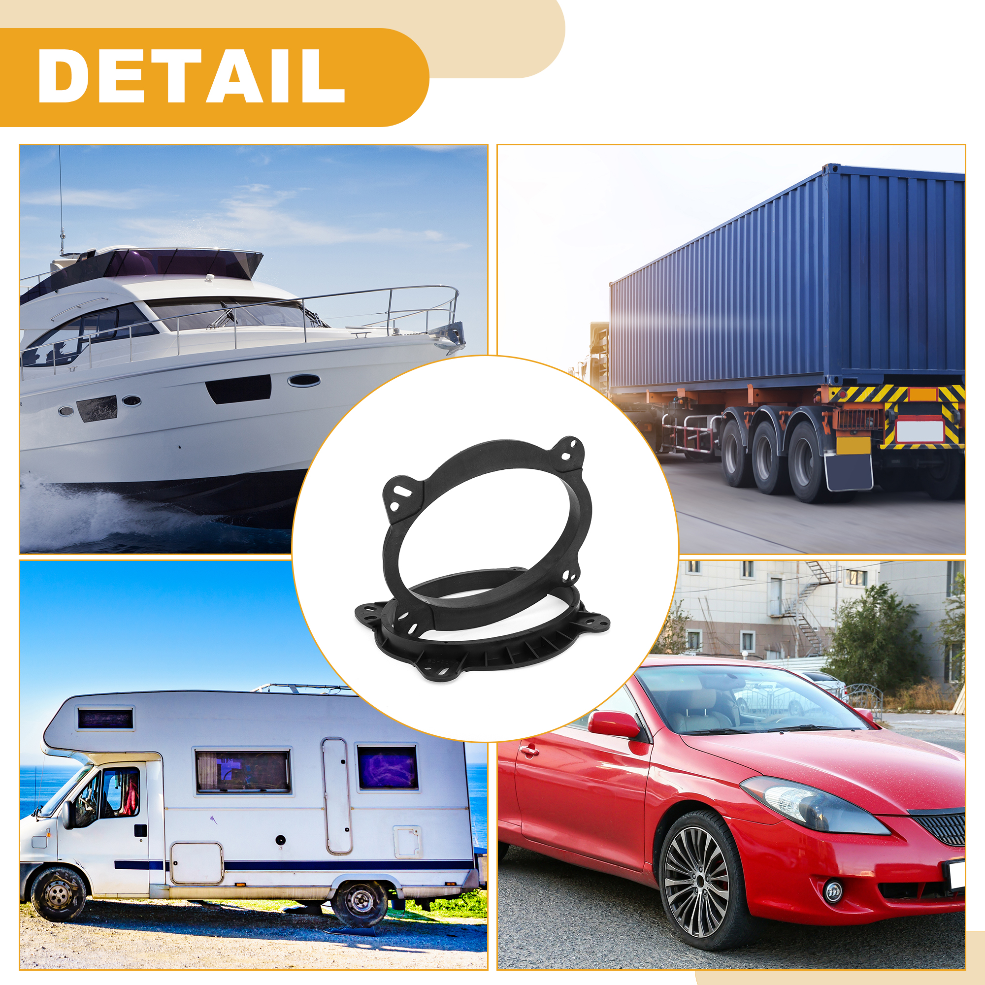 Unique Bargains Speaker Spacer Ring 6x9 Tweeter Adaptor for Toyota ABS Black