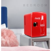 Coca-Cola Mini Fridge 4L 6 Can, Red Portable Beverage Cooler with AC/DC Car Adapter for Travel, Bedroom, Office, Dorm